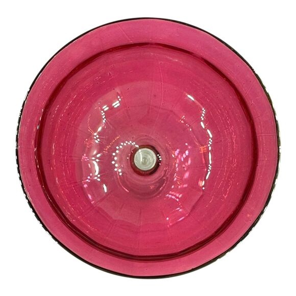 Set of 4 Vtg. 1950’s W. Virginia Glass Red Rose Lustre Cranberry Champagne Glass - Picture 7 of 8